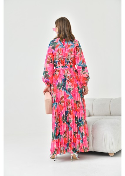 Kadın Şifon Elbise Fuşya 30871