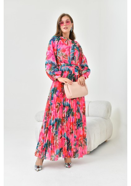 Kadın Şifon Elbise Fuşya 30871