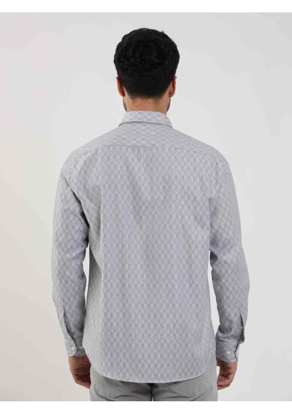 Siyah Erkek Regular Fit Desenli Düğmeli Yaka Uzun Kol Gömlek - 99474 indirimleri