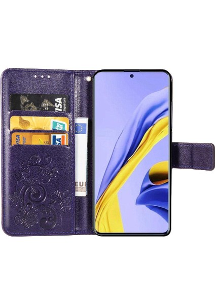 Samsung Galaxy A71 5g Zarif Iş Dört Yapraklı Yonca Flip Case (Yurt Dışından)