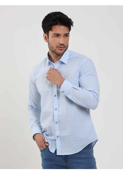 Mavi Erkek Slim Fit Kareli Brent Yaka Uzun Kol Gömlek - 102384 modelleri