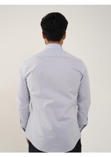 Açık Gri Erkek Slim Fit Klasik Uzun Kol Gömlek - 88364 indirimleri