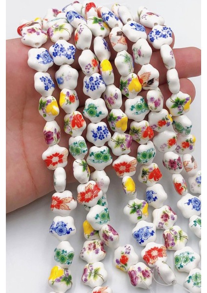 Renkli Papatya, Silindir, Yassı, Ova Boncuk Seramik Takı Aksesuar Bead (1 Dizi)