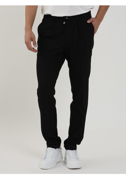 Siyah Erkek Slim Fit Fitilli Jogger Pantolon - 103252