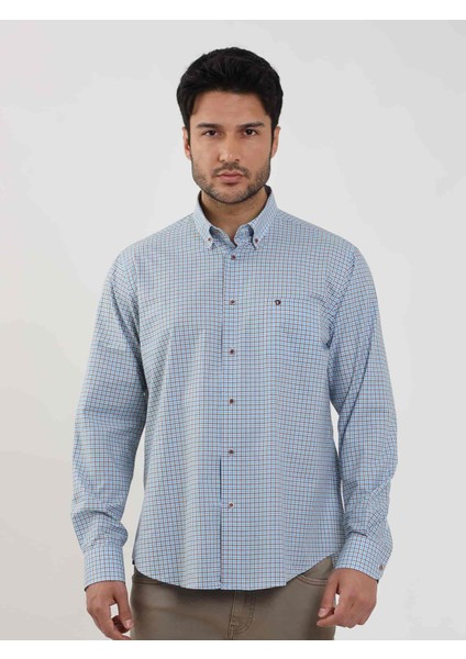 Mavi Erkek Regular Fit Pitikare Desenli Düğmeli Yaka Uzun Kol Gömlek - 102124 fiyatları