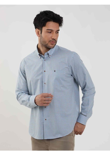 Mavi Erkek Regular Fit Pitikare Desenli Düğmeli Yaka Uzun Kol Gömlek - 102124 modelleri