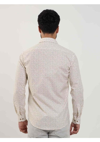 Bej Erkek Slim Fit Kareli Brent Yaka Uzun Kol Gömlek - 102409 indirimleri