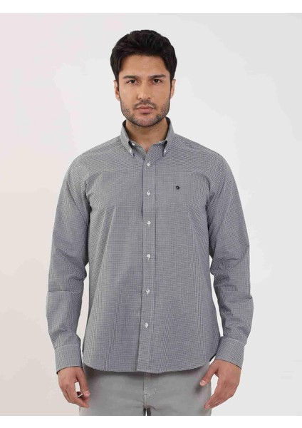 Regular Fit Düğmeli Yaka Siyah Erkek Gömlek DU1234013010 fiyatları