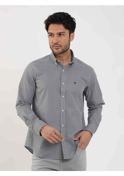 Regular Fit Düğmeli Yaka Siyah Erkek Gömlek DU1234013010 modelleri