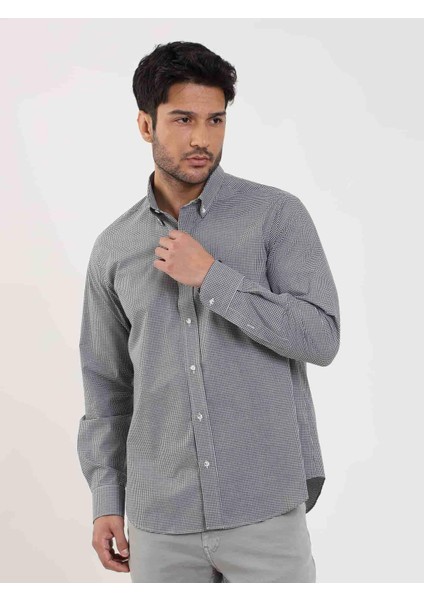 Regular Fit Düğmeli Yaka Siyah Erkek Gömlek DU1234013010 fırsatları