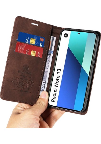 Xiaomi Redmi Için Not 13 4g Pu Deri Manyetik Folio Cüzdan (Yurt Dışından)