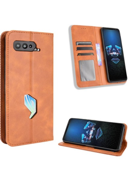 Asus Rog Telefon 5 Manyetik Kapatma Pu Deri Cüzdan Için Kılıf (Yurt Dışından)
