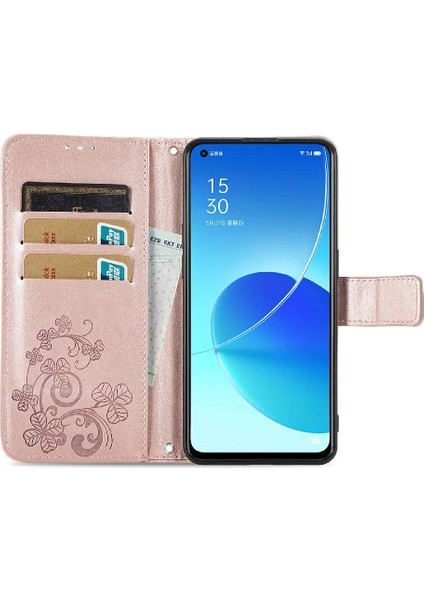 Oppo Case 6 5g Için Zarif Iş Çevirme Kapağı Dört Yapraklı Yonca (Yurt Dışından)