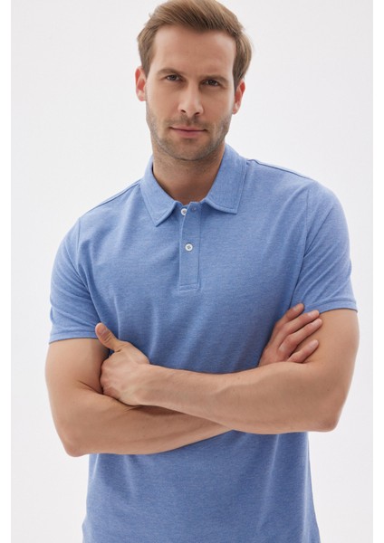 Erkek Basic Polo Yaka Tişört (Regular Fit) Bebe Mavisi