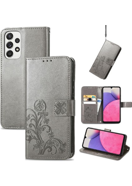 Samsung Galaxy A33 5g Deri Kılıf Dört Yapraklı Yonca Kısa Kayış (Yurt Dışından)