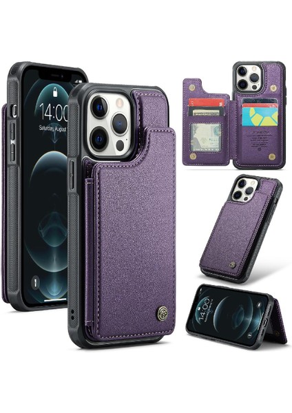 IPhone 12 Pro Max Rfıd Engelleme Kart Tutucu Pu Için Caseme Cüzdan Kılıf (Yurt Dışından)