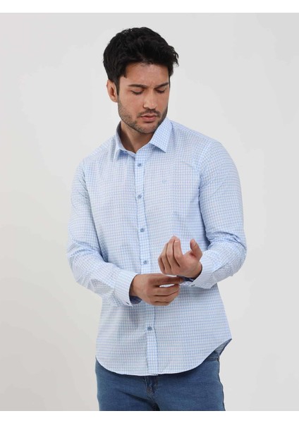 Mavi Erkek Slim Fit Kareli Brent Yaka Uzun Kol Gömlek - 102384 fırsatları