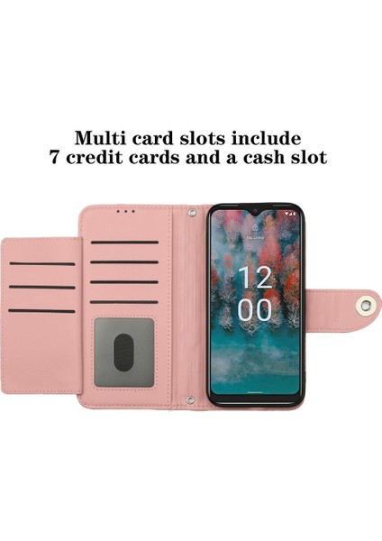 Nokia C12 Cüzdan Kapak Kart Tutucu Bilek Şerit Darbeye Şık (Yurt Dışından)