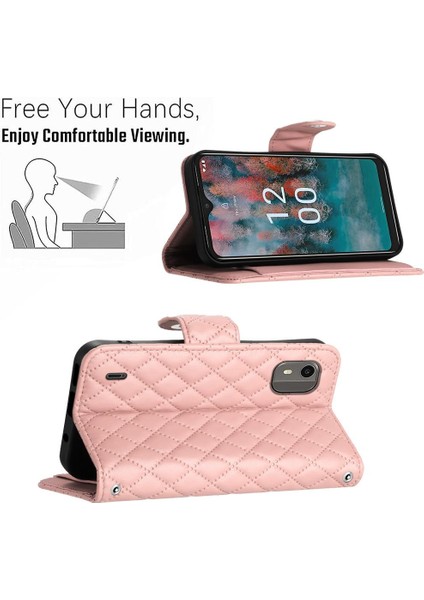 Nokia C12 Cüzdan Kapak Kart Tutucu Bilek Şerit Darbeye Şık (Yurt Dışından)