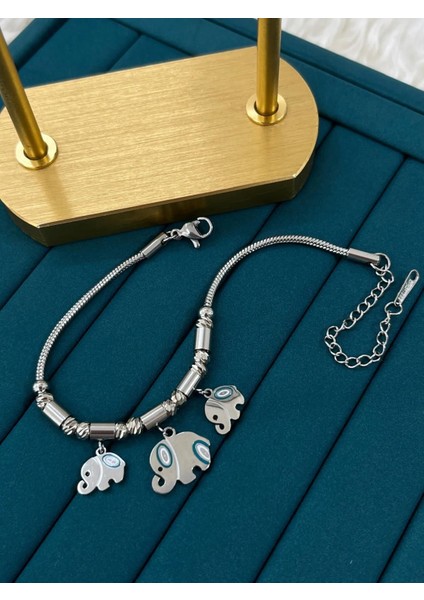 Çelik Fil Detaylı Bileklik