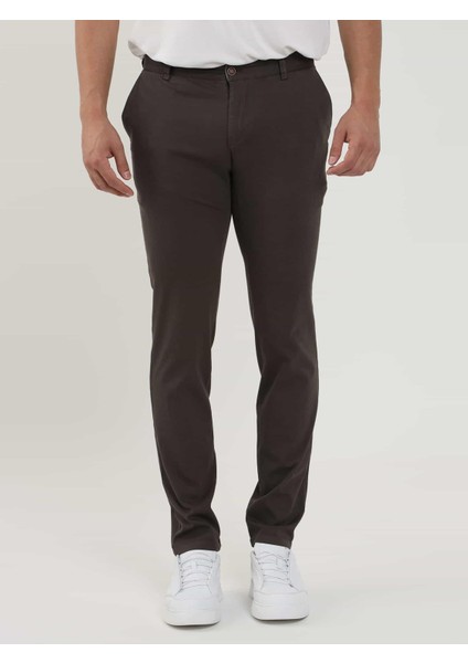 Kahverengi Erkek Slim Fit Düz Chino Casual Pantolon - 85249