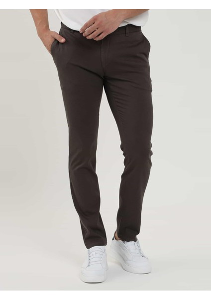 Kahverengi Erkek Slim Fit Düz Chino Casual Pantolon - 85249