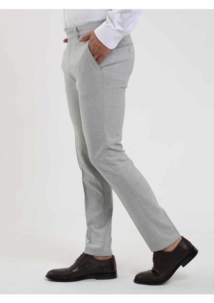 Gri Erkek Ekstra Slim Fit Melanj Desenli Klasik Pantolon - 103508 modelleri
