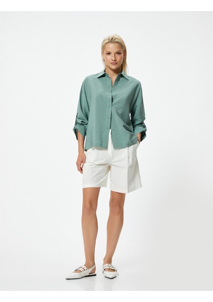 Saten Gömlek Uzun Kollu Dokulu Viskoz Kumaş