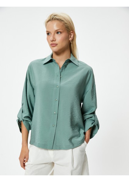 Saten Gömlek Uzun Kollu Dokulu Viskoz Kumaş modelleri