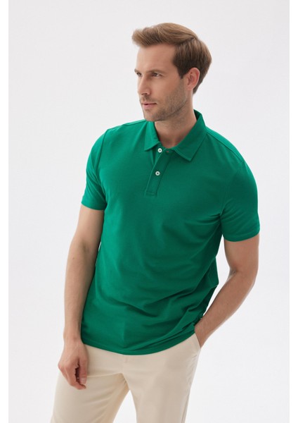 Erkek Basic Polo Yaka Tişört (Regular Fit) Açık Yeşil fiyatları