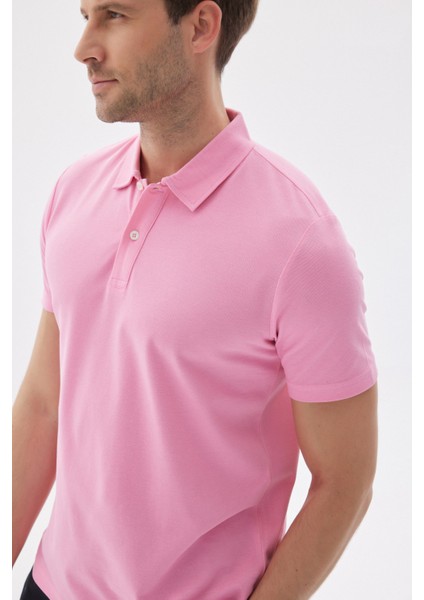 Erkek Basic Polo Yaka Tişört (Regular Fit) Pembe