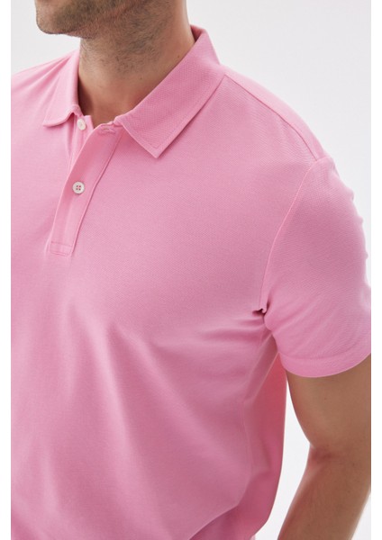 Erkek Basic Polo Yaka Tişört (Regular Fit) Pembe