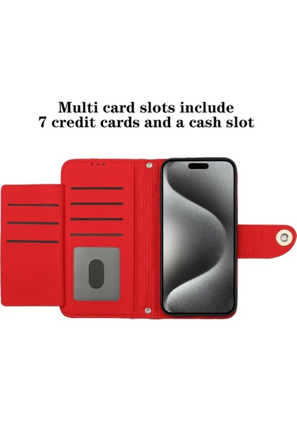 IPhone 15 Için Kılıf Pro Max Cüzdan Kapak Bilek Şeridi Darbeye Şık (Yurt Dışından)