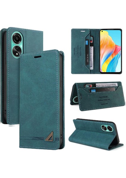 Oppo A78 4g Premium Deri Premium Deri Kickstand Iki Kart Için Kılıf (Yurt Dışından)