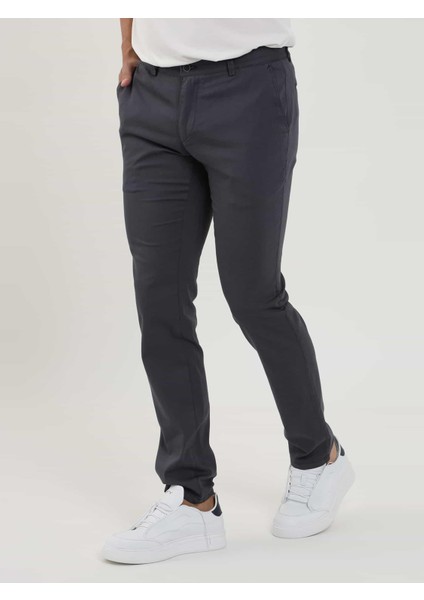 Koyu Gri Erkek Slim Fit Düz Chino Casual Pantolon - 85284