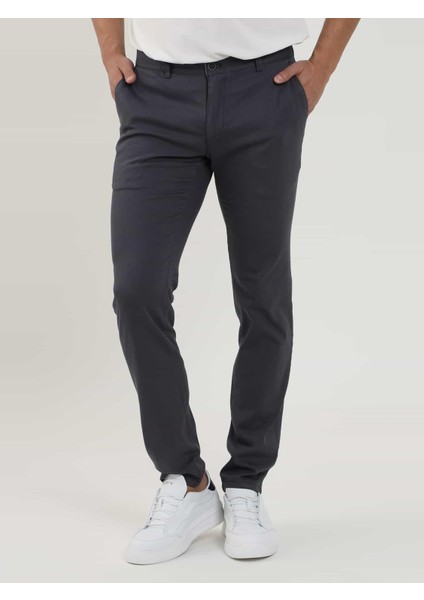 Koyu Gri Erkek Slim Fit Düz Chino Casual Pantolon - 85284