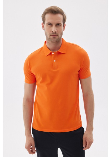 Erkek Basic Polo Yaka Tişört (Regular Fit) Oranj
