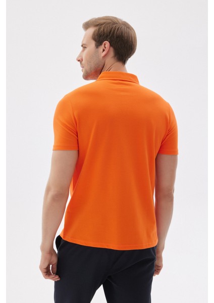 Erkek Basic Polo Yaka Tişört (Regular Fit) Oranj fırsatları