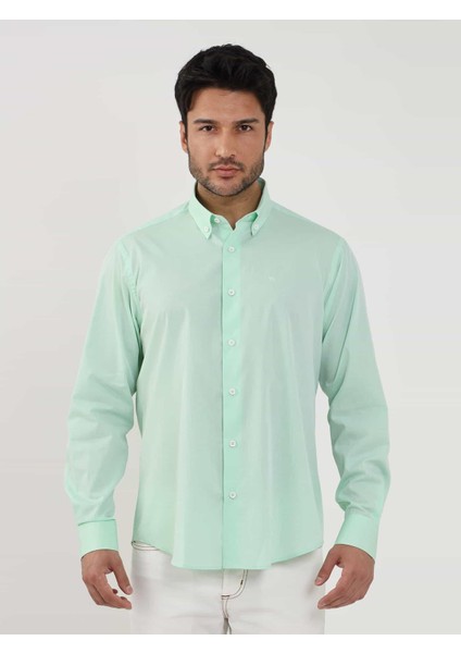 Yeşil Erkek Regular Fit Düz Brent Düğmeli Yaka Uzun Kol Gömlek - 102194 fiyatları