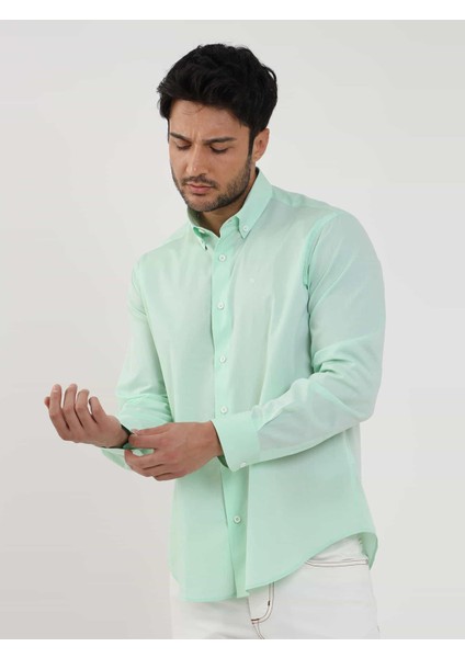 Yeşil Erkek Regular Fit Düz Brent Düğmeli Yaka Uzun Kol Gömlek - 102194 fırsatları
