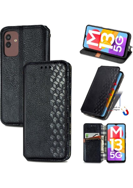 Samsung Galaxy M13 5g Zarif Iş Için Kılıf Kapak Çevirin Deri Kılıf (Yurt Dışından)