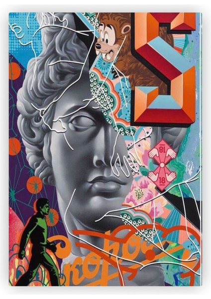 David Davut Heykeli Pop Art Retro Ahşap Poster 20X29 cm