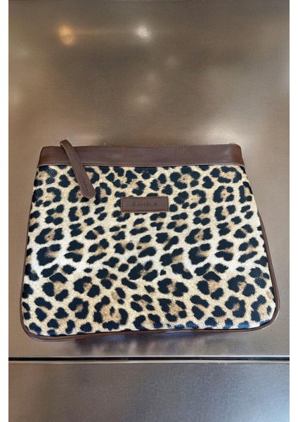 Leopar Özel Tasarım Kadın Portföy & Clutch Çanta