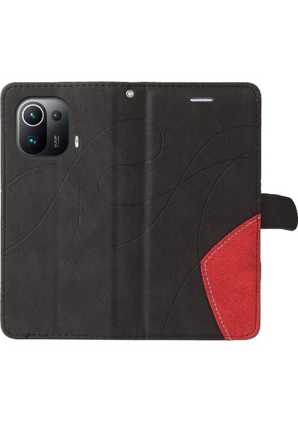 Xiaomi 11 Pro Kickstand Koruyucu Kılıf Kart ile Iki Renkli Dikiş (Yurt Dışından)