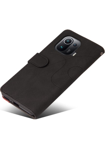 Xiaomi 11 Pro Kickstand Koruyucu Kılıf Kart ile Iki Renkli Dikiş (Yurt Dışından)