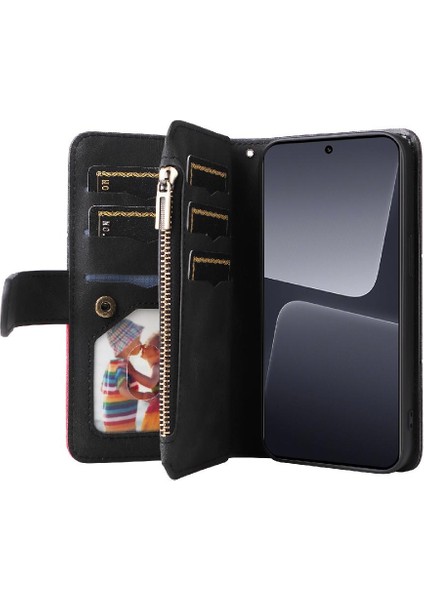 Kart Yuvası Standı Dokuz ile Xiaomi 13 Pro Fermuar Cüzdan Tarzı (Yurt Dışından)