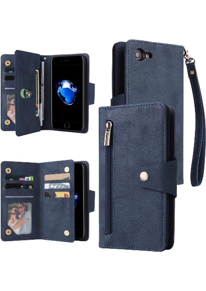 El Kayışı Kart Tutucu Manyetik Deri Fermuar ile iphone 7/8 Için Kılıf (Yurt Dışından)