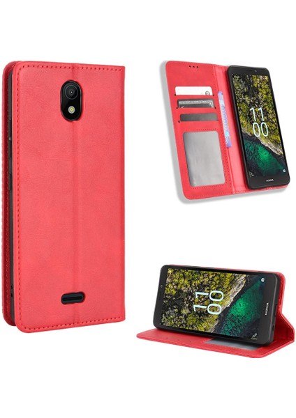Nokia C100 Manyetik Kapatma Cüzdan Pu Deri Kılıf (Yurt Dışından)