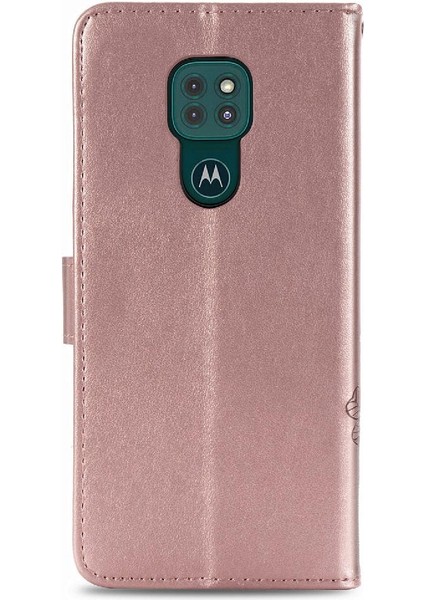 Motorola Moto G9 Oynamak Için Kılıf Zarif Iş Deri Kılıf Dört Yaprak (Yurt Dışından)