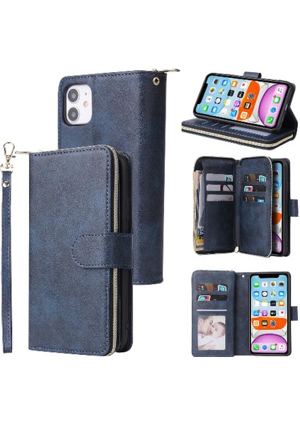 9 Kart Yuvaları Kart Tutucu Fermuar ile iphone 11 Pro Cüzdan Kılıf (Yurt Dışından)